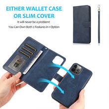 Load image into Gallery viewer, Magnetic Split PU Leather Flip Wallet Cover Case for iPhone 12 / 12 Pro
