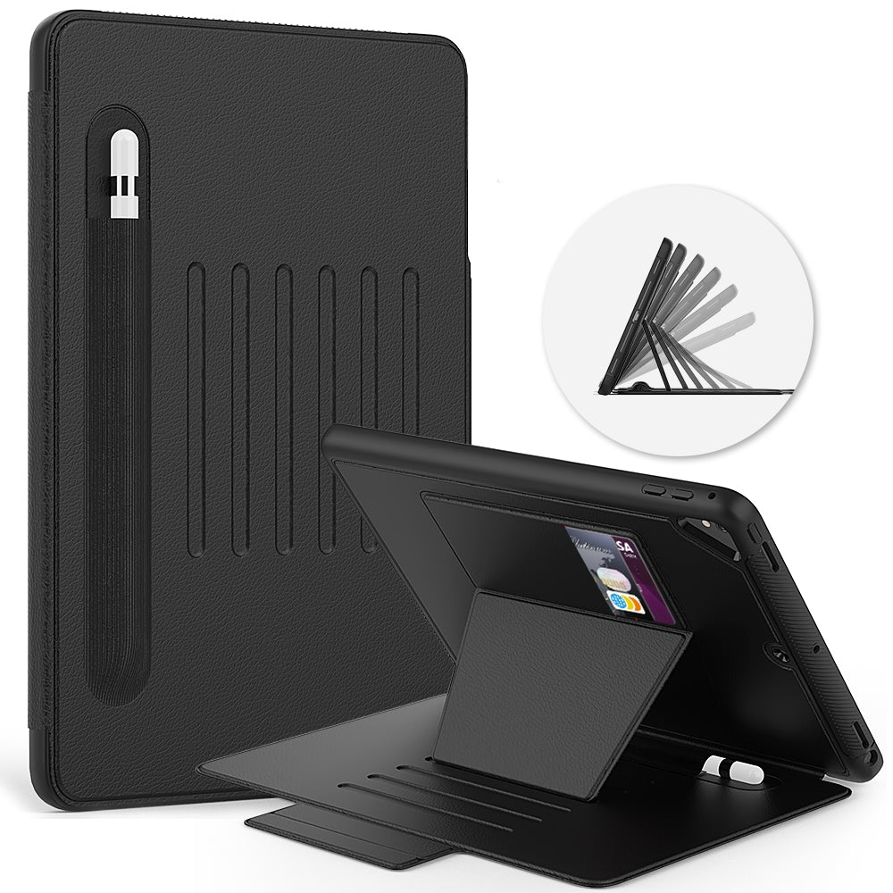 iPad 5 / 6 Card-Holder Full Body Protection Flip Case - Black