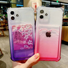 Load image into Gallery viewer, iPhone 12 Pro Max Ombre Cardholder ShockProof ClearTransparent Gradient Case
