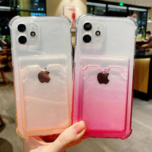 Load image into Gallery viewer, iPhone 12 Pro Max Ombre Cardholder ShockProof ClearTransparent Gradient Case
