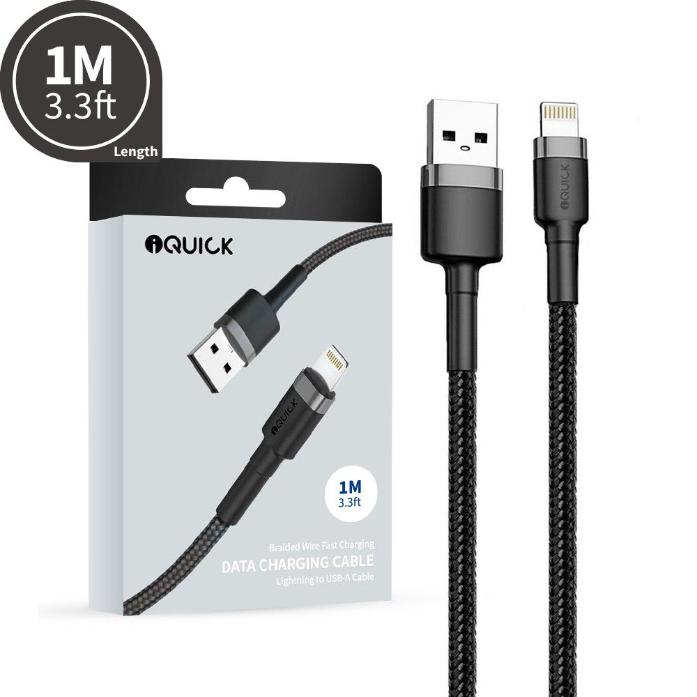 iQuick Braided Lightning to USB-A Fast Charging Cable 1M